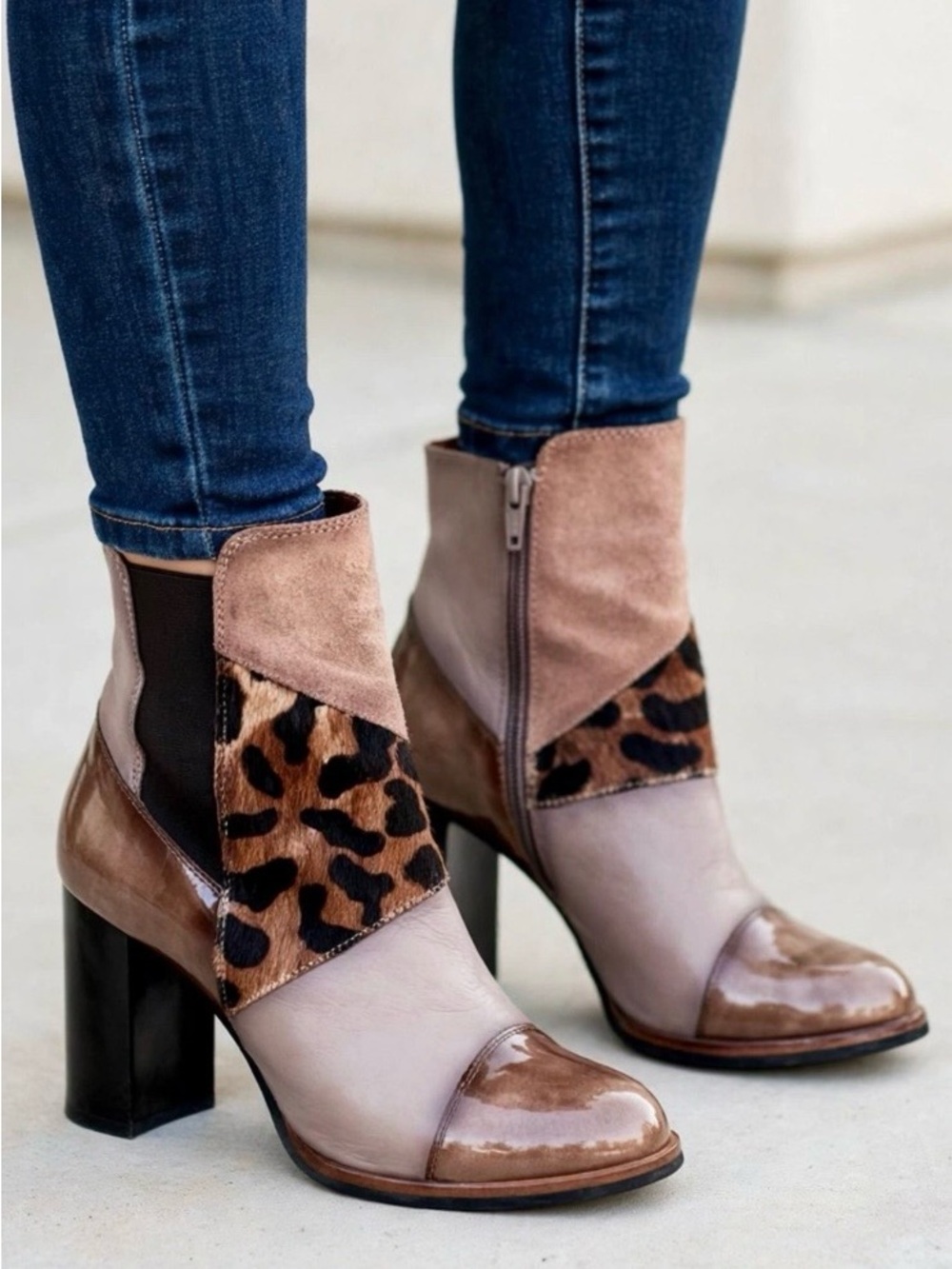 Hispanitas Patchwork Zip-Up Booties